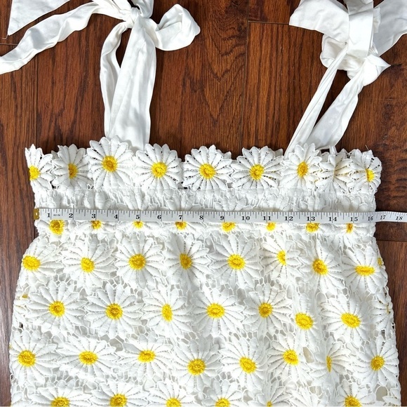 J. Marie Jenna Tie Strap Square Neck White Floral Daisy Lace Shift Midi Dress - Picture 12 of 16